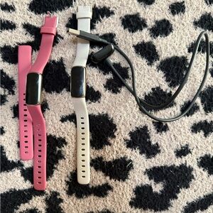 Fitbit Luxe Fitness Trackers with Pink and White Bands + 1 Charger Bundle